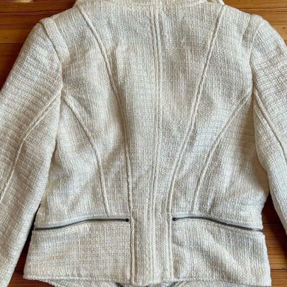 Love Token Tweed Moto Jacket in Ivory. Size M. - Picture 7 of 13